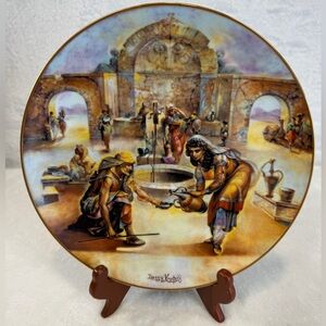 ROYAL CORNWALL China "Rebecca at the Well" Religious Plate by Yannis Koutsis № 9